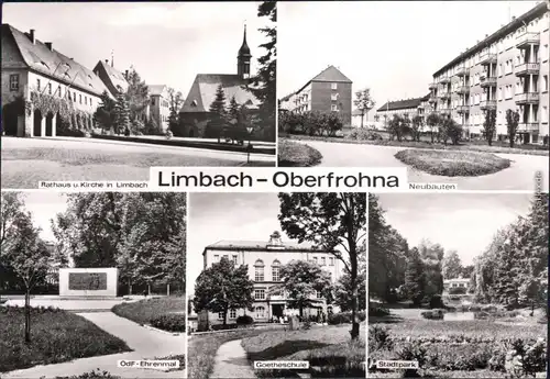Limbach-Oberfrohna Rathaus  Kirche   Limbach, Neubauten, OdF - Ehrenmal,   1979