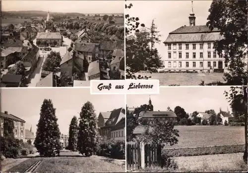 Lieberose Blick vom Kirchturm  Stadt, Schule, Kleine Allee, Feld  Kirche 1969