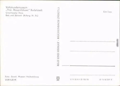 Rudolstadt Volkskundemuseum  - Unterhaseler Haus mit Bett (Schlafschrank) 1978