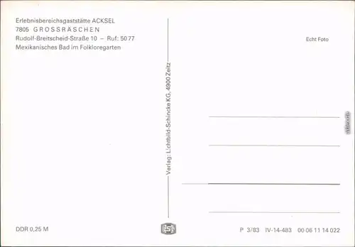 Großräschen Gaststätte Acksel Rudolf-Breitscheid-St 10 Mexikanisches Bad 1983