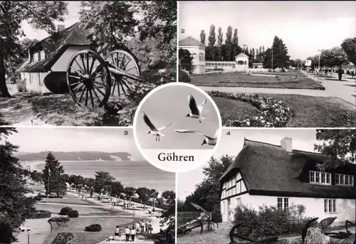 Foto AK Göhren Rügen 1. und 4. Heimatmuseum Mönchgut, 2. und 3. Promenade 1987