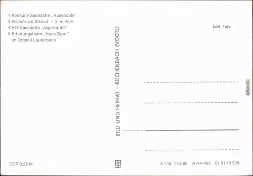 Putbus 1. Konsum-Gaststätte "Rosencafé Im Park, HO-Gaststätte  Lauterbach 1980