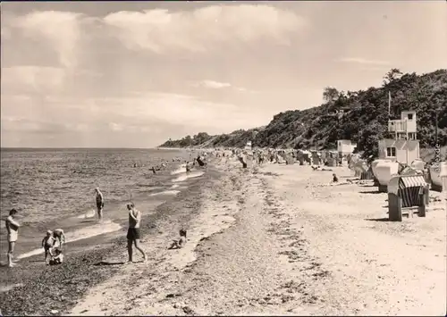 Fotokarte Rerik Blick auf den Strand mit Strandkörben und Badegästen 1968