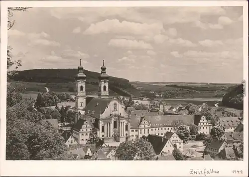 Ansichtskarte Zwiefalten Münster / Klosterkirche mit Blick in die Ferne 1949
