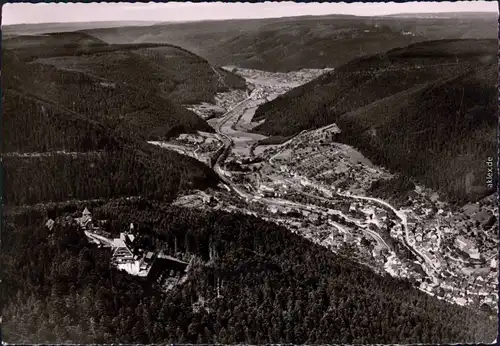 Luftbild Bad Wildbad Blick von Oben auf die Stadt mit Sommerberg 1958