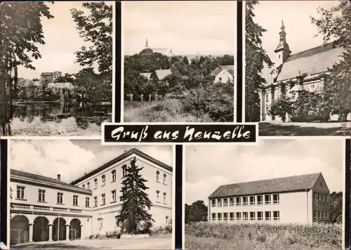 Foto Ansichtskarte Neuzelle Teich mit Baude, Überblick, Kirche, Bauden (2) 1966