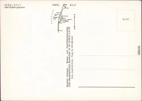 Insel Sylt Luftaufnahme  Ansichtskarte 1982