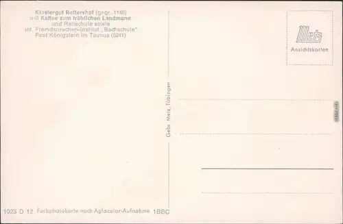 Fischbach Klostergut Rettershof: Gasthof Reitschule Fremdsprachen-Institut 1972