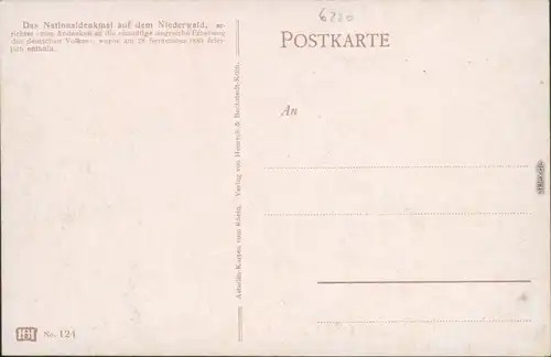 Rüdesheim (Rhein) National-Denkmal / Niederwalddenkmal 1916