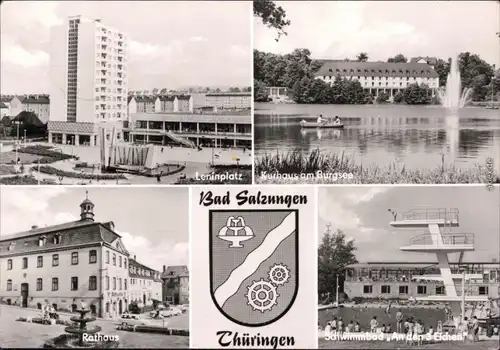 Bad Salzungen Leninplatz Kurhaus am Burgsee,  Schwimmbad "An den 3 Eichen" 1973