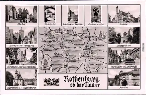 Rothenburg  Tauber  Spitalgasse mit Siebersturm, Herrngasse, Kobolzeller   1959