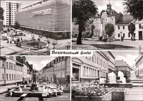Foto Ansichtskarte  Suhl C-Warenhaus, Rathaus, Steinweg, Stadelstraße 1981