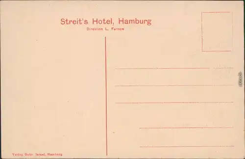 Ansichtskarte Hamburg 2 Bild: Hafen und Streits Hotel 1912