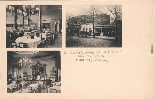 Ansichtskarte Hamburg Englische Bierhaus zum Portermeyer - Circusweg 1912