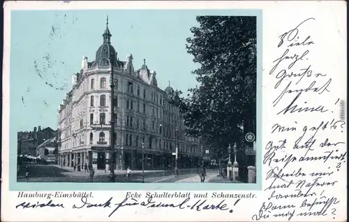 Ansichtskarte Eimsbüttel Hamburg Ecke Schulterblatt und Schanzenstraße 1905