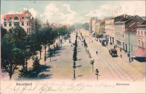 Ansichtskarte Düsseldorf Partie in der Alleestrassse 1903