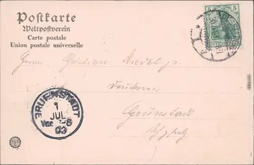 Ansichtskarte Düsseldorf Partie in der Alleestrassse 1903