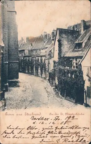 Stralsund Straßenpartie an der St. Nicolaikirche Ansichtskarte 
 1905