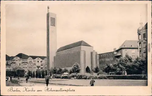 Wilmersdorf-Berlin Straßenpartie und Kirche am Hohenzollernplatz 1937 