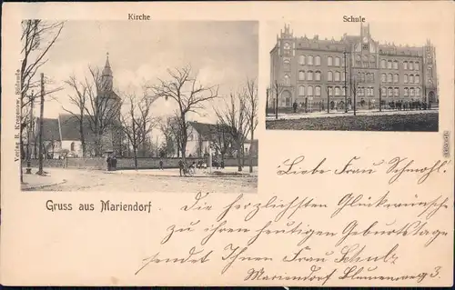Ansichtskarte Mariendorf-Berlin 2 Bild: Schule und Kirche 1906