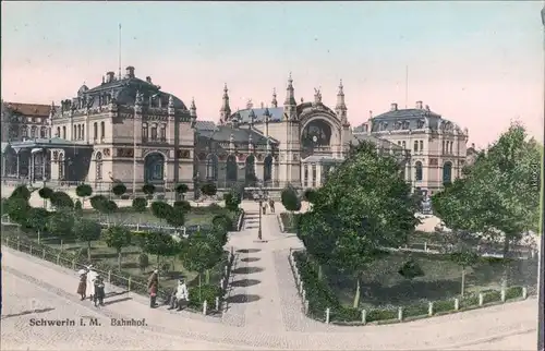 Schwerin Partie am Bahnhof  Ansichtskarte 1909