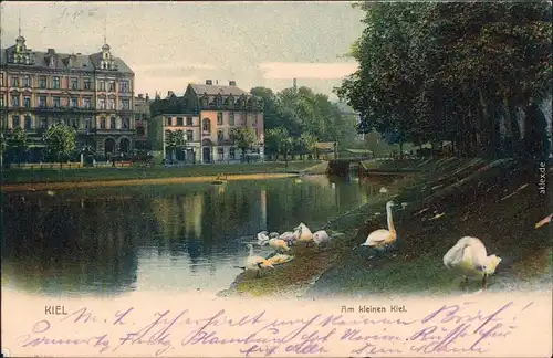 Ansichtskarte Kiel Hausfassaden  - Partie am kleinen Teich 1901