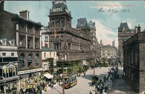 Liverpool Church Street - belebt Vintage Postcard 1903