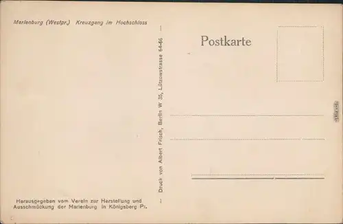 Marienburg Malbork Marienburg - Kreuzgang im Hochschloss 1930