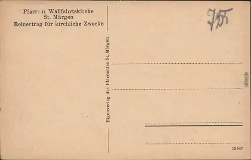 St. Märgen Innenansicht - Pfarr- und Wallfahrtskirche 1915 