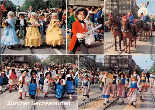 Ansichtskarte Zürich Kinderumzug - Kostümiert und mit Pferden 1984