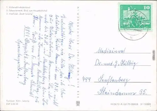 Leipzig Völkerschlachtdenkmal Hauptbahnhof Schwanenteich Interhotel 1975