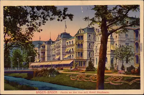 Baden-Baden Partie an der Oos mit Hotel Stephanie 1926 