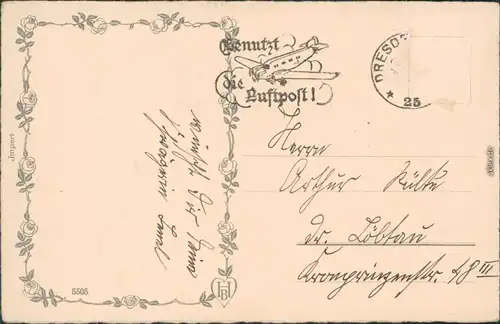  Glückwunsch - Geburtstag: Hufeisen und Engel 1900 Goldrand