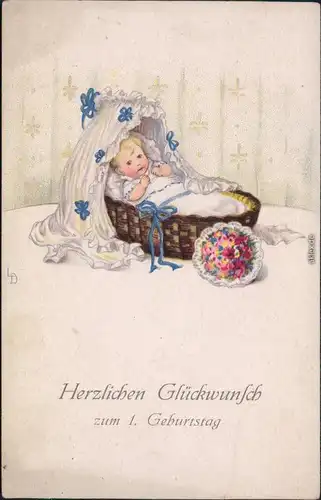 Glückwunsch - Geburtstag: 1. Lebensjahr Baby Ansichtskarte 1900