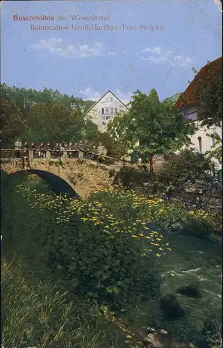 Großharthau Partie and der Buschmühle Ansichtskarte 
1918