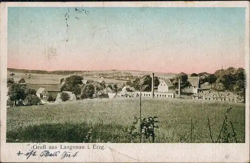 Ober Langenau Brand-Erbisdorf Blick auf Stadt und Fabrik Ansichtskarte 1918