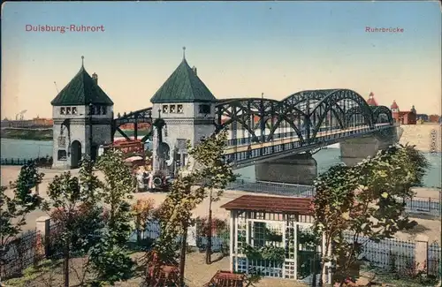 Ansichtskarte Ruhrort Duisburg Pavillon - Restaurant, Ruhrbrücke 1914
