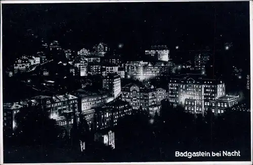 Bad Gastein Stadt bei Nacht Ansichtskarte   1932