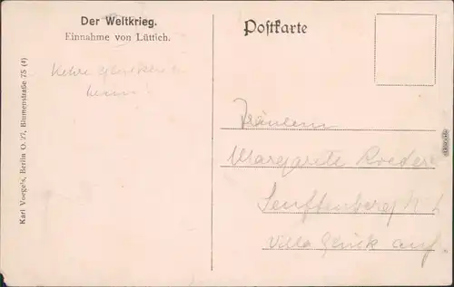 Lüttich Luik / wallonisch: Lîdje Künstlerkarte - Soldaten einmarsch 1915 