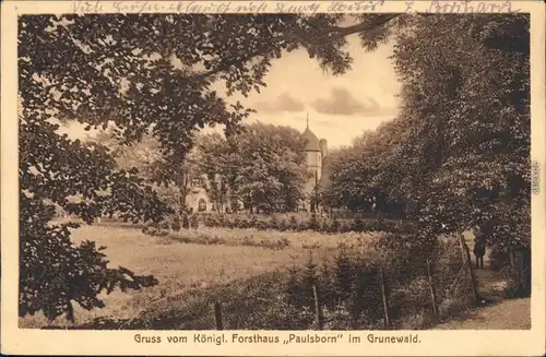 Ansichtskarte Grunewald Berlin Königliches Forsthaus Paulsborn 1915