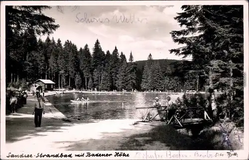 Forbach (Baden) Sandsee Strandbad mit Badener Höhe Baden Baden Foto Ak 1951