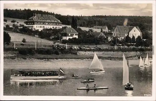 Dippoldiswalde Gasthaus Talsperre Malter - Fähre und Segelboote 1937 