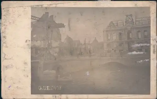 Quesnoy-sur-Deûle zerstörte Stadt - Brücke - Erster Weltkrieg 1918 