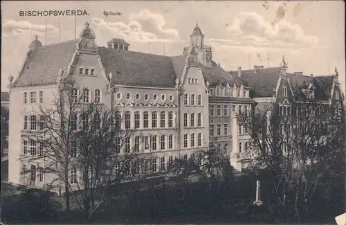 Ansichtskarte Bischofswerda Partie an der Schule 1918