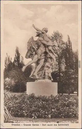 Dresden Großer Garten - Statue  - Zeit raubt die Schönheit  Ansichtskarte 1920