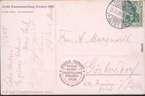 Dresden Große Kunstausstellung - Große Halle  Ansichtskarte  1908