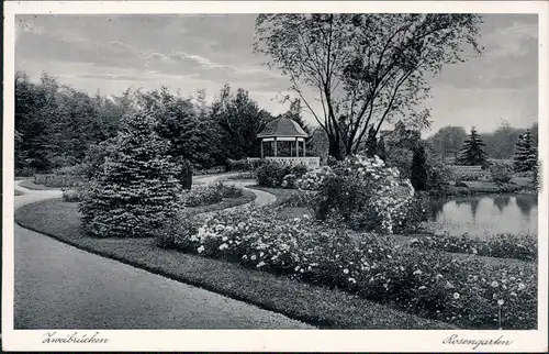 Zweibrücken Rosengarten  mit Pavillon Ansichtskarte 1938