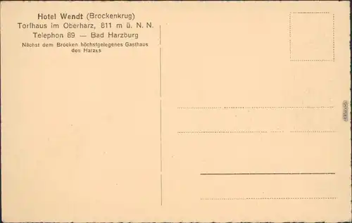 Bad Harzburg Hotel Wendt  - Wiesenblüte am Torfhaus Ansichtskarte 1922