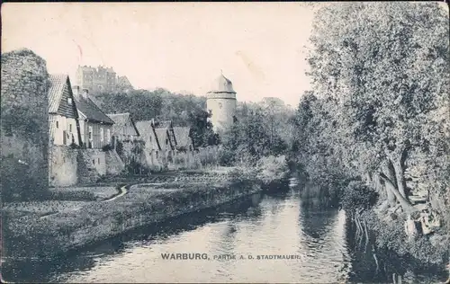 Warburg Partie an der Stadtmauer Ansichtskarte  1908