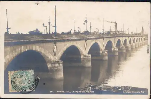 Bordeaux Le Pont de Pierre Vintage Foto Posrcard Fabrik CPA  1906